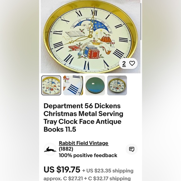 Vtg 80’s Department 56 metal serving tray for Christmas/New Year’s celebration - Picture 12 of 12